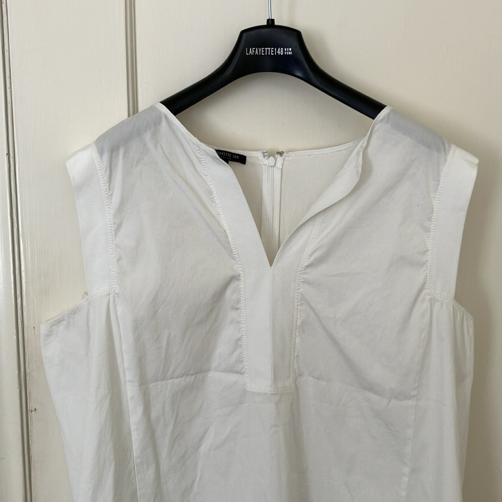 Lafayette 148 White Sleeveless Split-neck Top size XXL - Picture 4 of 11